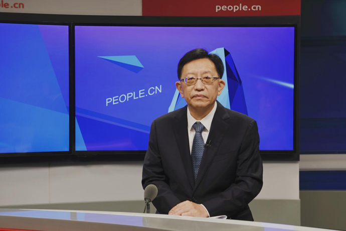 中國(guó)節(jié)能環(huán)保集團(tuán)有限公司黨委書(shū)記、董事長(zhǎng)宋鑫做客人民網(wǎng)。人民網(wǎng)記者 王曉嘯 攝